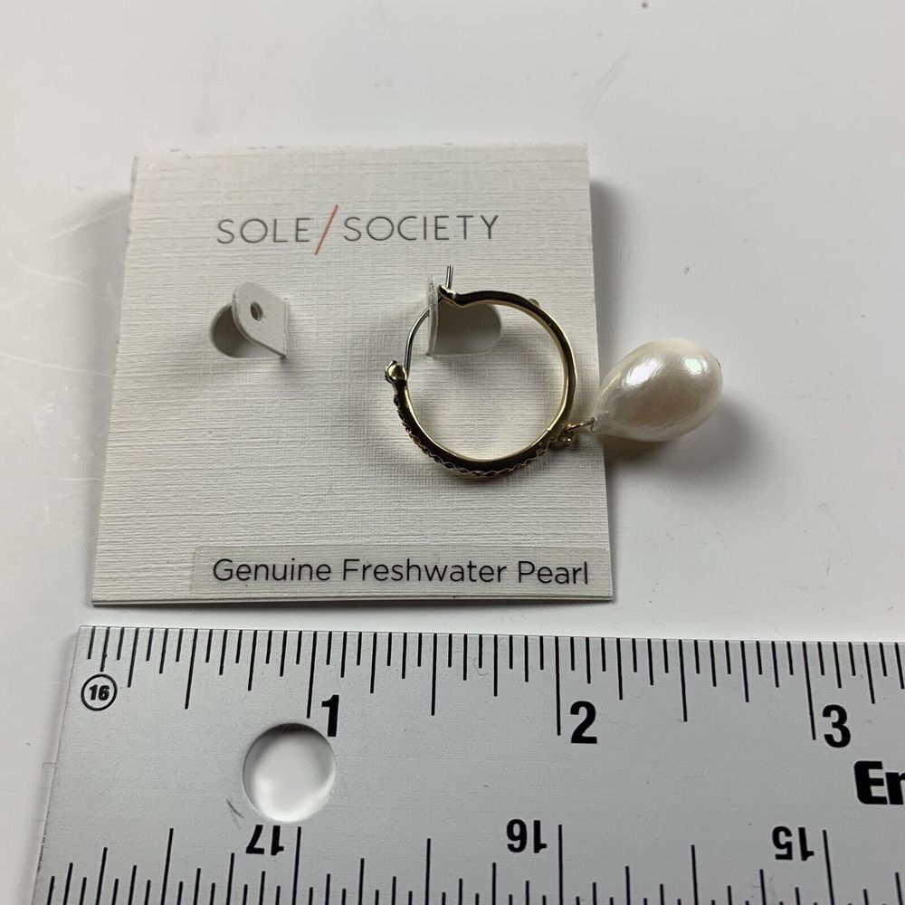 Sole Society Women's Jewelry Gold Genuine Freshwater Pearl‎ Drop Dangle Earrings
